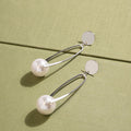 Elegant Alloy Open Teardrop Hoop With Pearl Pendant Minimalist Silver Needle Women's Fashion Earrings view 1