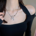 Korean Style Metal Zircon Cross Pin Necklace Minimalist Collarbone Chain For Women view 3