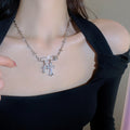 Korean Style Metal Zircon Cross Pin Necklace Minimalist Collarbone Chain For Women view 1