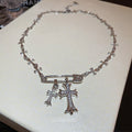 Korean Style Metal Zircon Cross Pin Necklace Minimalist Collarbone Chain For Women view 4