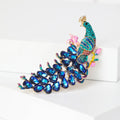 Alloy Enamel Rhinestone Peacock Brooch Vintage Animal Lapel Pin view 2