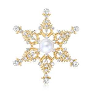 Alloy Rhinestone Hollow Snowflake Brooch Pin For Christmas Suit Decoration