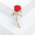 Alloy Rhinestone Rose Flower Brooch Pin For Women Clothing Decor view 1