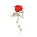 Alloy Rhinestone Rose Flower Brooch Pin For Women Clothing Decor view 5