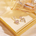 Luxury Pink Crystal Heart Stud Drop Irregular Lava Alloy Silver Needle Rhinestone Pearl Women's Earrings view 3