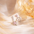 Luxury Pink Crystal Heart Stud Drop Irregular Lava Alloy Silver Needle Rhinestone Pearl Women's Earrings view 2
