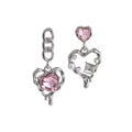 Luxury Pink Crystal Heart Stud Drop Irregular Lava Alloy Silver Needle Rhinestone Pearl Women's Earrings view 5