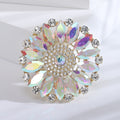 Alloy AB Glass Rhinestone Round Brooch Pin For Coat Accessories view 6