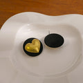 Vintage Black Gold Contrast Heart Studs Elegant Sweet French Style Alloy Velvet Round Button Earrings view 3