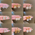 Gold Plated Alloy Silver Needle Zircon Pearl Heart Flower Tassel Drop Earrings French OL Style view 1