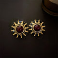 Vintage Palace Style Alloy Pearl Bow Flower Stud Earrings With Silver Pins view 2