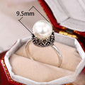 Baroque Antique Silver Plated Faux Pearl Ring, Simple European White Pearl Index Finger Ring For Women view 5