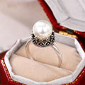 Baroque Antique Silver Plated Faux Pearl Ring, Simple European White Pearl Index Finger Ring For Women view 6
