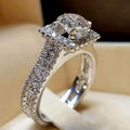 European American Fashion Square Round Zircon Engagement Ring For Women, Elegant Finger Jewelry view 1