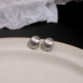 Elegant Brushed Alloy Geometric Dome Stud Earrings, Minimalist Gold Silver Metal Huggie Earrings view 3