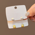 Elegant Brushed Alloy Geometric Dome Stud Earrings, Minimalist Gold Silver Metal Huggie Earrings view 2