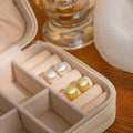 Elegant Brushed Alloy Geometric Dome Stud Earrings, Minimalist Gold Silver Metal Huggie Earrings view 1