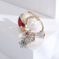 Alloy Pearl Snowman Brooch Cute Christmas Lapel Pin For Sweaters view 3