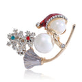 Alloy Pearl Snowman Brooch Cute Christmas Lapel Pin For Sweaters view 4
