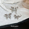 Zircon Irregular Pleated Butterfly Open Ring For Women view 3