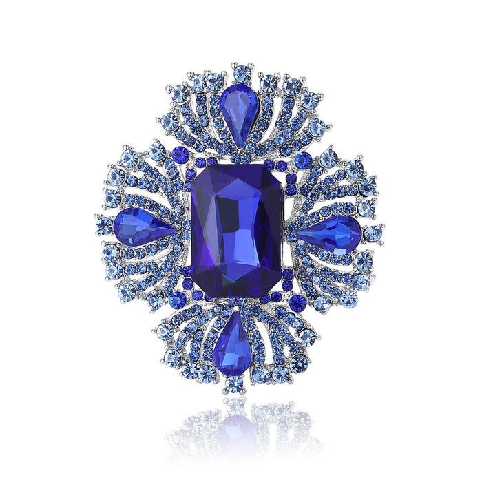 Alloy Crystal Glass Brooch Pin For Elegant Women's Coats