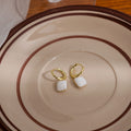 Elegant French Summer Morandi Enamel Heart And Square Charm Gold Alloy Hoop Dangle Earrings view 4