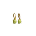 Elegant French Summer Morandi Enamel Heart And Square Charm Gold Alloy Hoop Dangle Earrings view 5