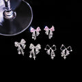 Elegant Korean Style Rhinestone Bow Stud Dangle Silver Needle Sweet Sparkling Alloy Earrings view 1