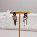 Elegant Vintage Heart Rhinestone Tassel Studs With Alloy Silver Needle Sweet Cool Statement Earrings view 3
