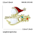 Alloy Pearl Snowman Sled Brooch Pin For Christmas Sweaters view 5