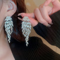 Copper Zircon Feather Leaf Geometric Tassel Drop Earrings For Women European Style view 4