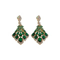 Copper Zircon Feather Leaf Geometric Tassel Drop Earrings For Women European Style view 5