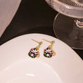 Cute Cartoon Cat Teacup Enamel Alloy Asymmetric Printed Korean Style Drop Dangle Earrings view 4