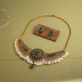Vintage Bohemian Round Rhinestone Faux Pearl Alloy Drop Stud Jewelry Set Ethnic Luxury Earrings view 2