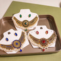 Vintage Bohemian Round Rhinestone Faux Pearl Alloy Drop Stud Jewelry Set Ethnic Luxury Earrings view 1