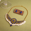 Vintage Bohemian Round Rhinestone Faux Pearl Alloy Drop Stud Jewelry Set Ethnic Luxury Earrings view 4