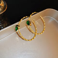 Zinc Alloy Zircon Geometric C Shape Bamboo Joint Statement Hoop Earrings For Women view 1