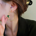 Zinc Alloy Zircon Geometric C Shape Bamboo Joint Statement Hoop Earrings For Women view 3