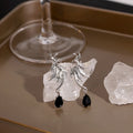 Luxury Alloy Liquid Bat Wing Studs With Black Moonstone Teardrop Pendant Punk Style Earrings view 2