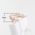 Japanese Korean Forest Style Leaf Zircon Open Ring, Minimalist Fresh Finger Jewelry view 5