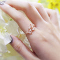 Japanese Korean Forest Style Leaf Zircon Open Ring, Minimalist Fresh Finger Jewelry view 2