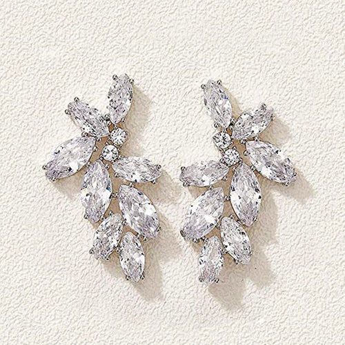 Korean Floral Socialite Zircon Stud Earrings For Women AAA Zircon Inlaid Romantic Jewelry