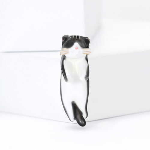 Metal Alloy Enamel 3D Cute Cat Brooch For Sweater Decoration