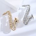 Alloy Rhinestone Saxophone Brooch Pin For Music Clothing Accessories view 3