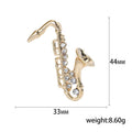 Alloy Rhinestone Saxophone Brooch Pin For Music Clothing Accessories view 5