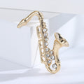Alloy Rhinestone Saxophone Brooch Pin For Music Clothing Accessories view 6