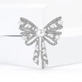 Alloy Pearl Rhinestone Bow Brooch Pin For Sweaters And Suits view 3