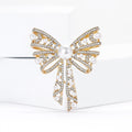 Alloy Pearl Rhinestone Bow Brooch Pin For Sweaters And Suits view 2