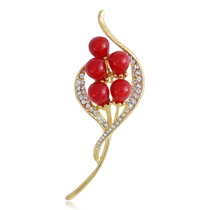 Alloy Rhinestone Pearl Bouquet Brooch Pin For Elegant Outfits
