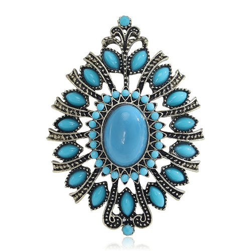 Alloy Turquoise Baroque Brooch Pin For Vintage Dress Decoration